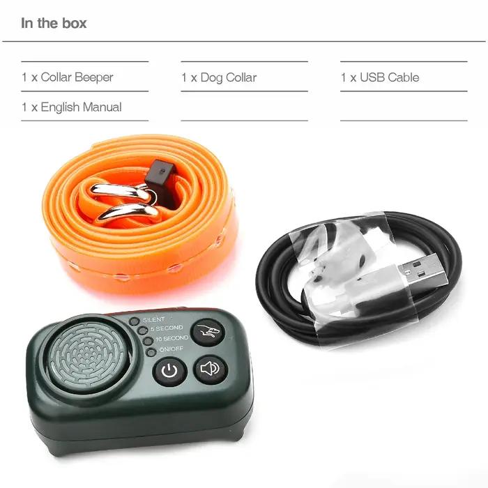 Collier de chasse rechargeable pour chien avec bip, étanche, avec 3 modes de fonctionnement et 8 sons