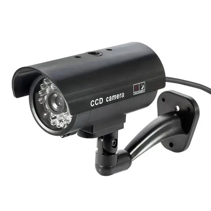 Caméra de sécurité factice avec lumière clignotante rouge LED pour extérieur intérieur résistante à la pluie rechargeable design moderne pour maison jardin magasin occasions spéciales