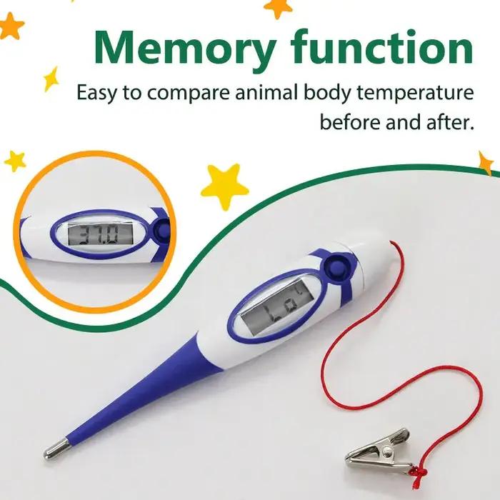 Thermomètre numérique professionnel pour animaux avec sonde souple