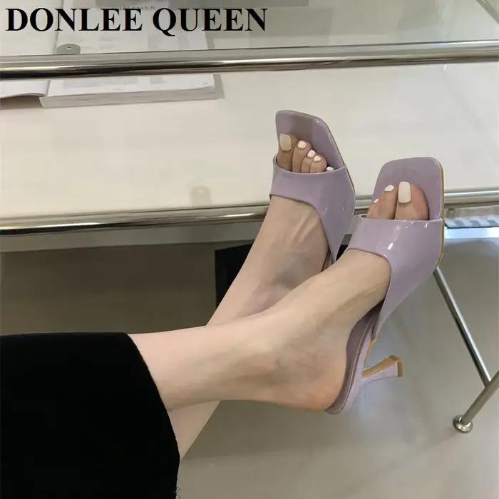 Pantoufles à talons hauts pour femmes, chaussures mules élégantes à enfiler, sandales de loisirs, gr