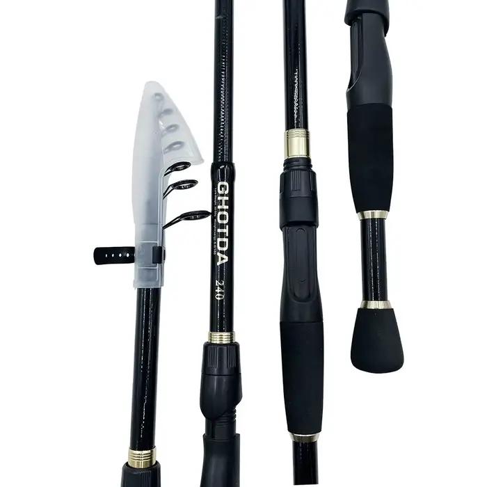 Canne à pêche télescopique 1.6-2.4m ultra légère spinning casting carbone leurres 10-30g accessoires pêche