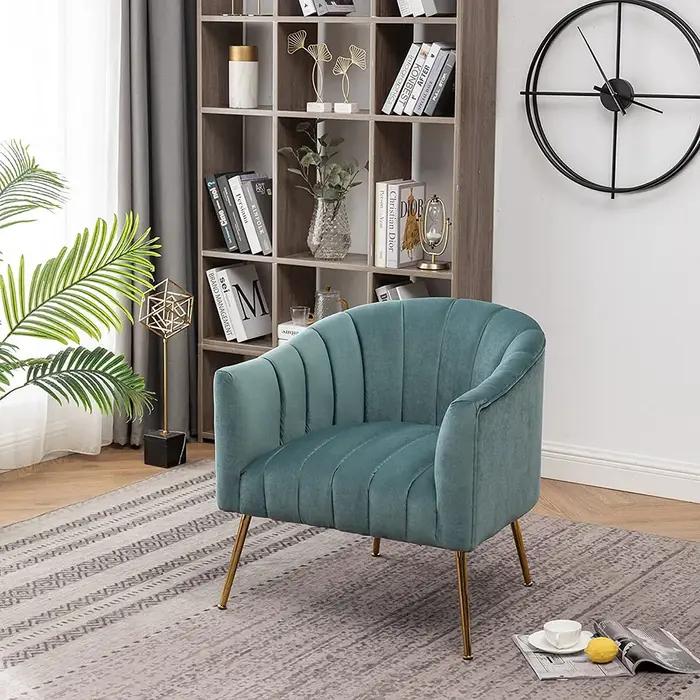 Fauteuil tonneau moderne Glam en velours