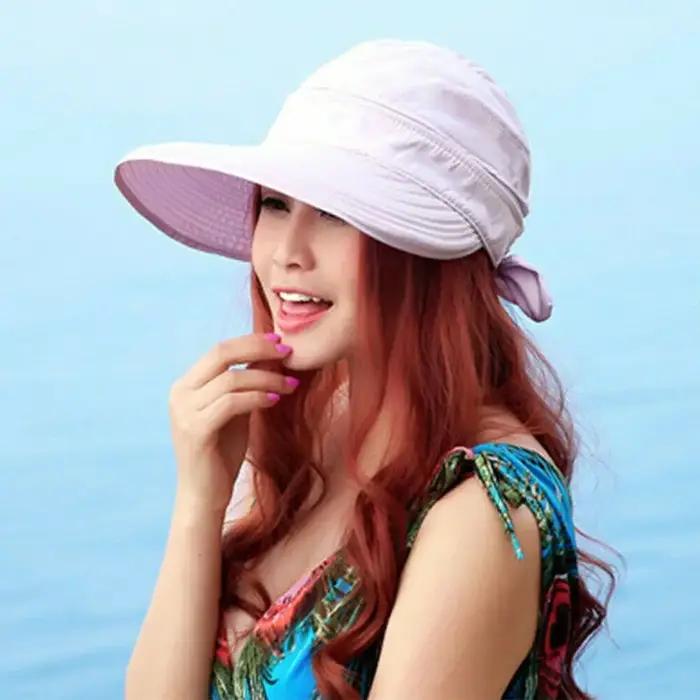 Chapeau de plage anti-UV pour femmes visière d'été à large bord style sport matériau acrylique pour les saisons printemps été occasions spéciales décontractées