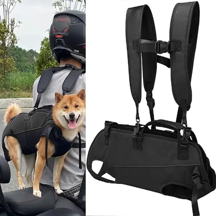 Sac à dos de transport pour animaux de compagnie, sac de transport pour chien en tissu Oxford durable avec fixation par sangle, pour la randonnée et les promenades en extérieur