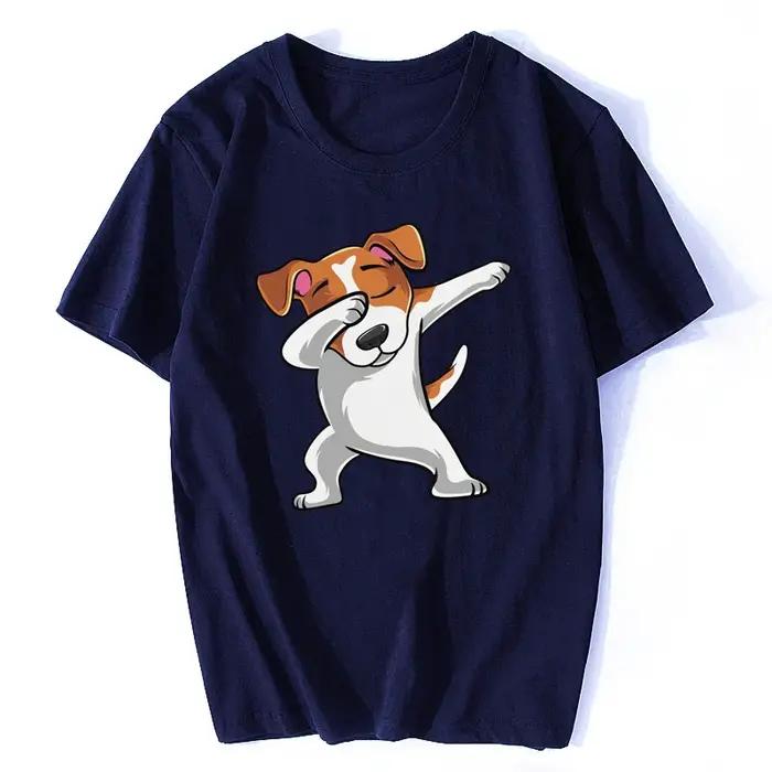 Drôle Jack Russell Terrier T-shirt hommes à manches courtes coton tamponnant chien