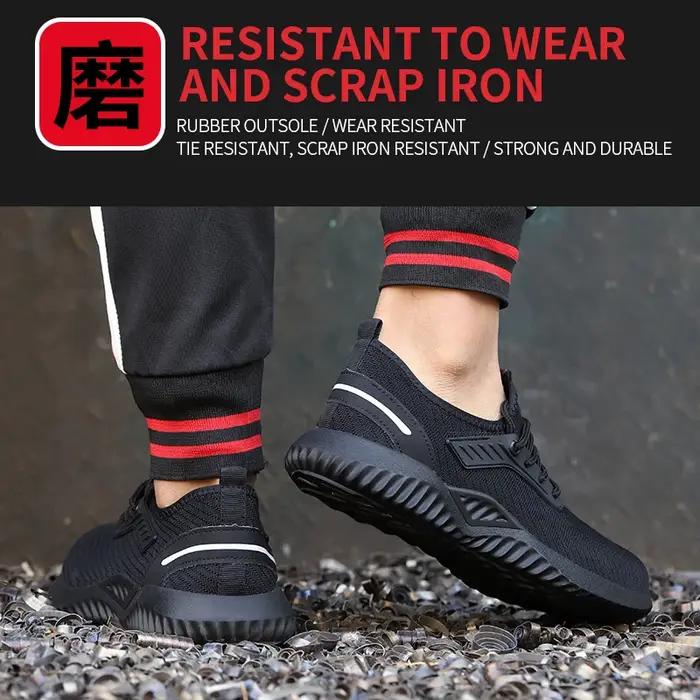 Chaussures de sécurité robustes et légères avec embout en acier pour hommes anti-écrasement et anti-perforation pour le travail et les occasions spéciales