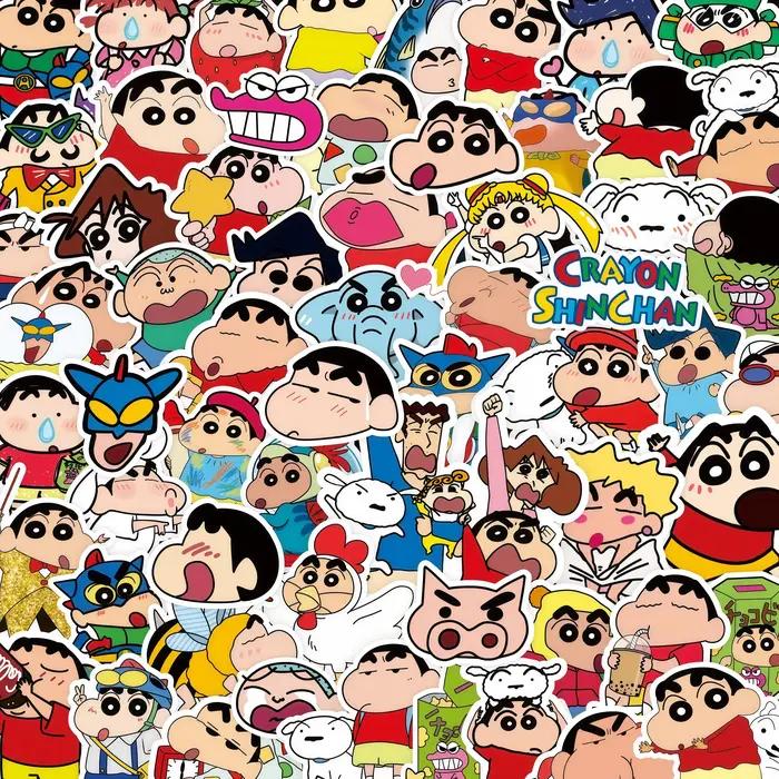 100 pièces dessin animé Crayon Shin Chan autocollants enfants jouets pour voiture ordinateur portable téléphone papeteri
