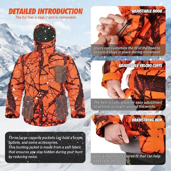 Veste de chasse vêtements tactiques manteau à capuche Orange Camouflage coupe-vent isolation