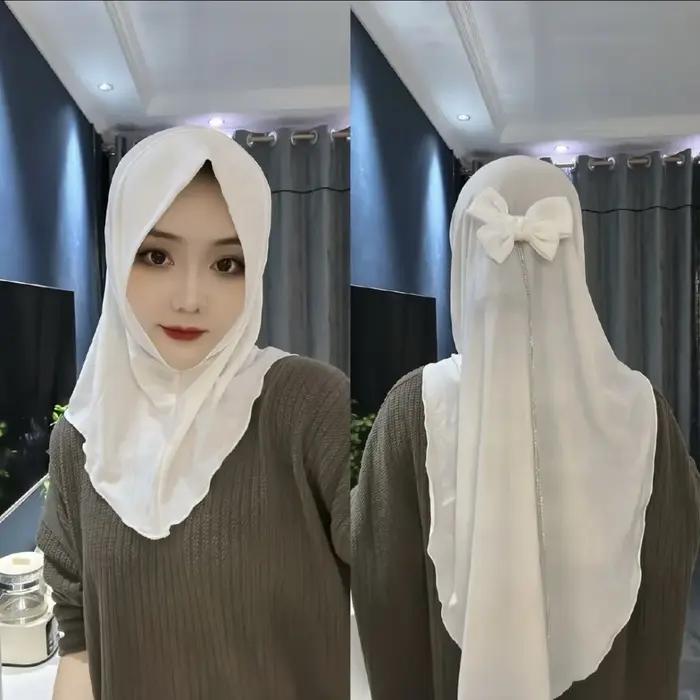 2025 foulards à nœud instantané pour filles, mignons et musulmans, Hijab confortable