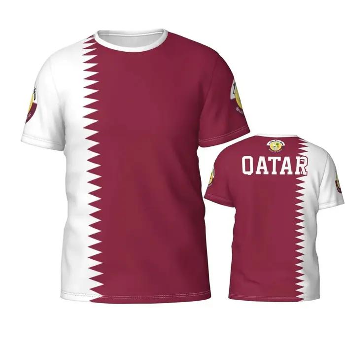 T-shirt graphique avec emblème de la sensation du Qatar pour hommes, maillot d'équipe de football, veste de sport unisexe, style hip-hop, mode décontractée, occasions quotidiennes et événements spéciaux