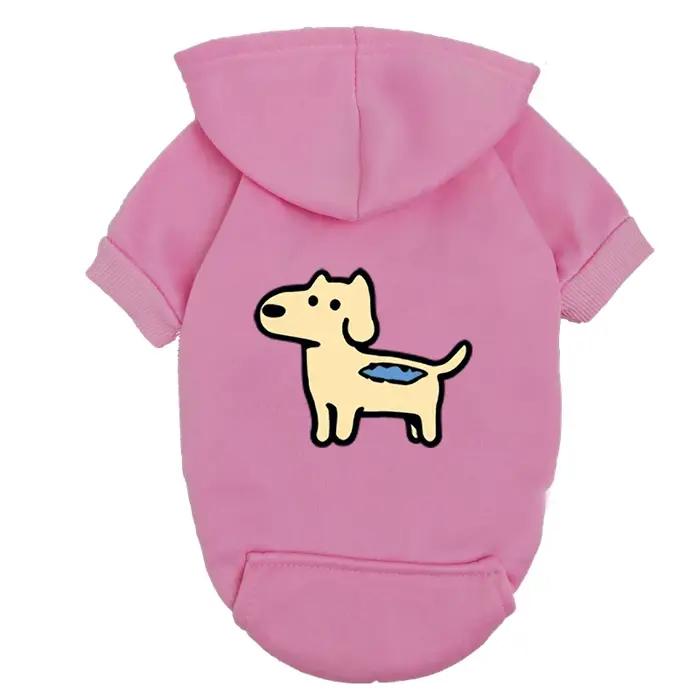 Sweat à capuche marron pour chien – Design de dessin animé pour chiot fantaisiste – Vêtements pour animaux de compagnie en polaire douce pour petites races – Confortable et élégant