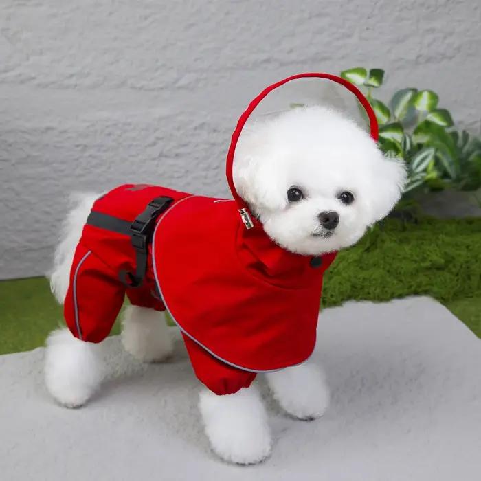 Combinaison de Pluie pour Chien Imperméable et Amovible en Polyester avec Motifs Cartoon pour Promenades Hivernales et Vacances Extérieures ```