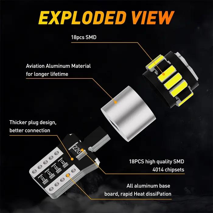 10x W5W T10 lumière LED Canbus 194 ampoule LED lampe de signalisation de Position de stationnement p