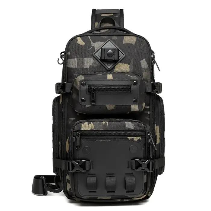 Ozuko sacs de ventre sac de poitrine pour hommes en plein air tactique une épaule sac à bandoulière