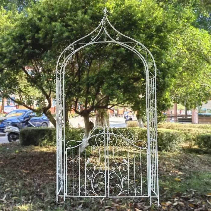 Arche de jardin en fer forgé vintage pour extérieur, forme ronde ou carrée, résistance aux intempéries, facile à assembler, idéale pour jardins et patios