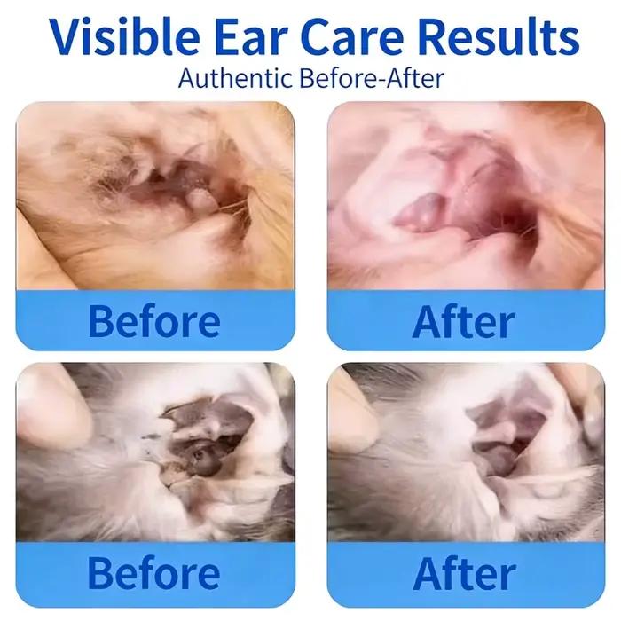 Nettoyant auriculaire naturel à base de plantes pour chiens et chats liquide nettoyant facile à utiliser pour oreilles propres et saines soin quotidien doux à domicile pour chiens et chats