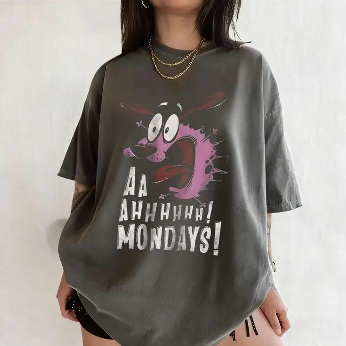 Vintage Courage le chien lâches dessin animé imprimé T-Shirt à manches courtes rétro unisexe graphique T-Shirt 90s nostalgie été Streetwear T-Shirt