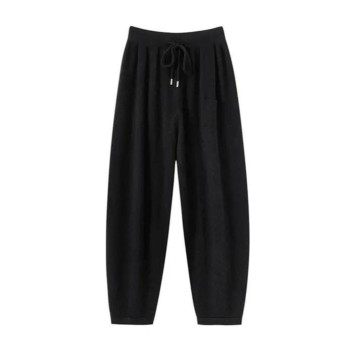 2025 automne hiver femmes 100% cachemire pantalons longs doux confortable taille haute tricoté panta