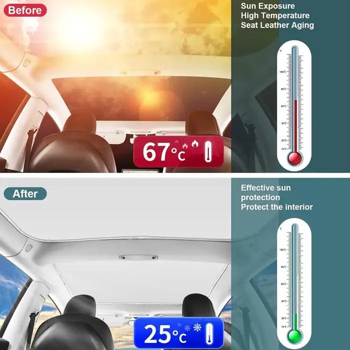 Pare-soleil pour Tesla Model 3 Toit ouvrant Highland 2026 Model Y 2020-26, en tissu glacé avec boucl