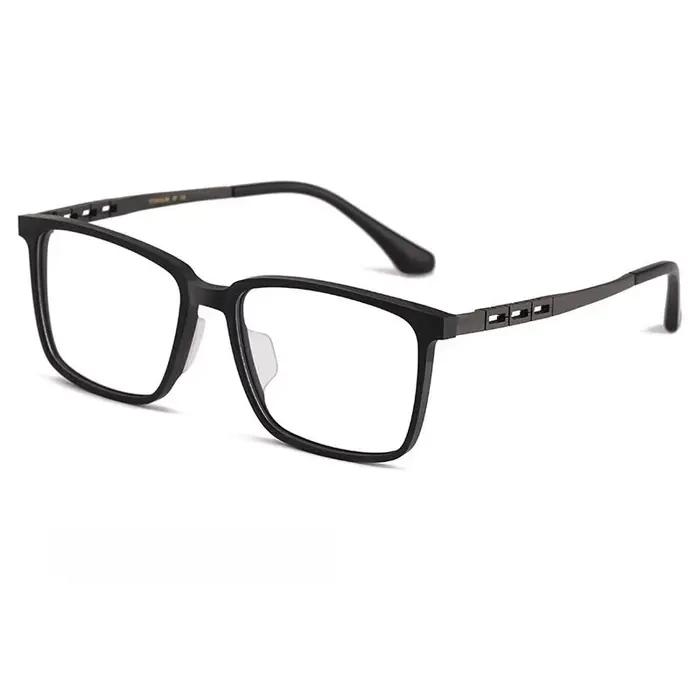YIMARUILI Ultra-léger affaires pur titane carré lunettes cadre acétate rétro optique Prescription