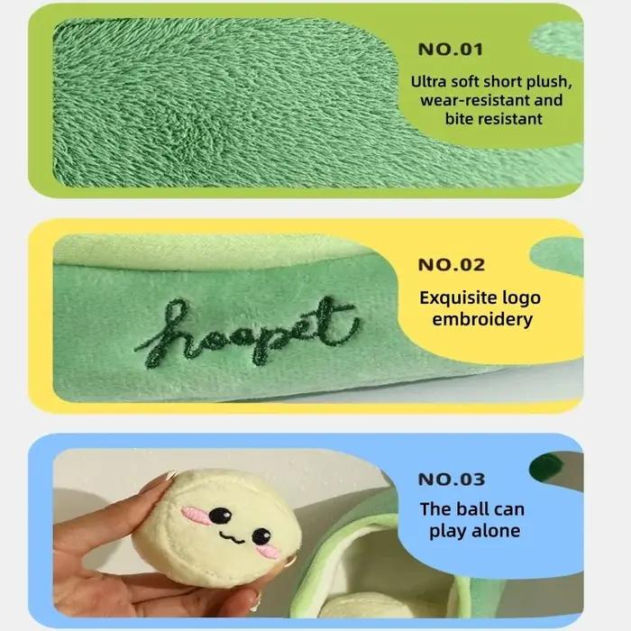 Jouet interactif pour chiot en peluche douce en forme de coquille de pois