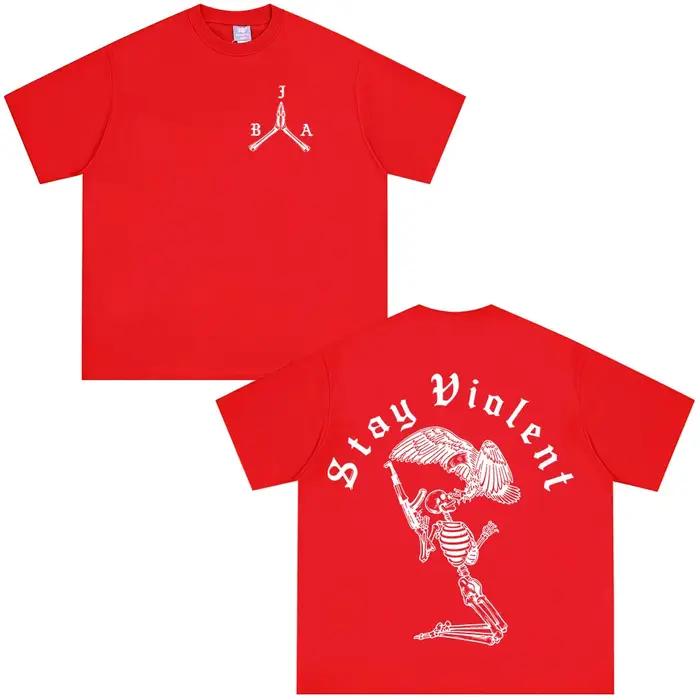 T-shirt imprimé squelette « Stay Violent Brothers in Arms » pour hommes et femmes, vêtements d'été d