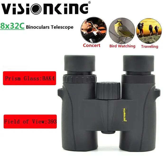 Jumelles professionnelles Visionking HD 8x32 portable BAK4 FMC étanches observation oiseaux chasse