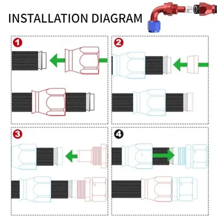 10x universel droit 0 45 90 180 degrés AN3 AN4 AN6 AN8 AN10 AN12 raccord d'extrémité de tuyau adapta