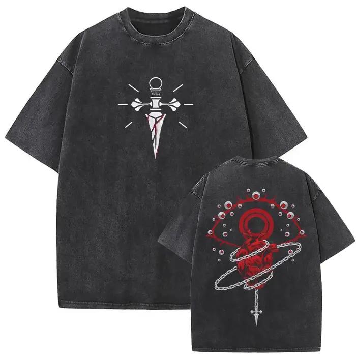 Lavé Vintage Anime Hunter X Hunter T-shirt Killua Zoldyck graphique T-shirts hommes femmes coton déc