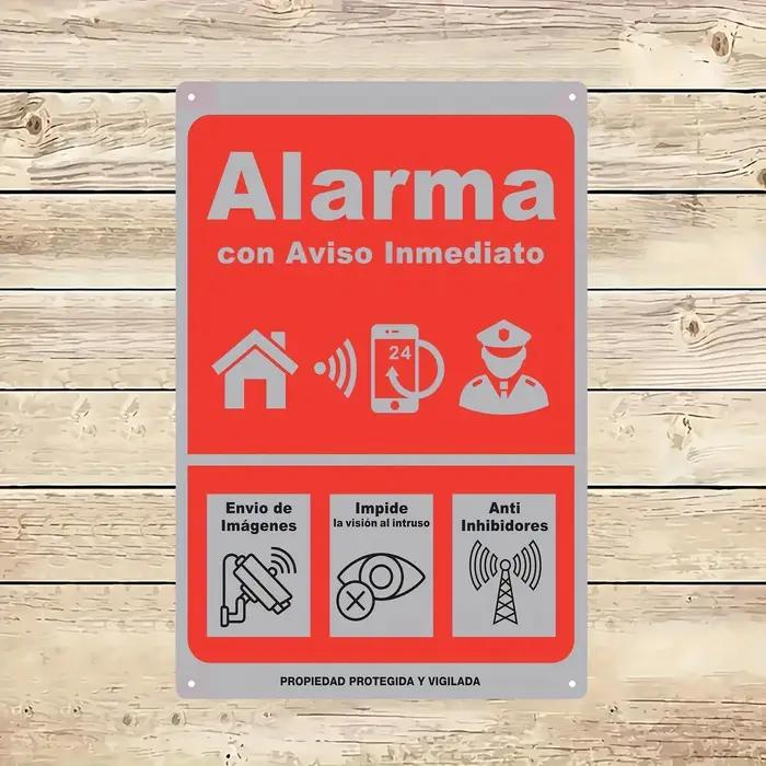 Panneau d'alerte de sécurité en métal avec surveillance vidéo et avis immédiat (espagnol)
