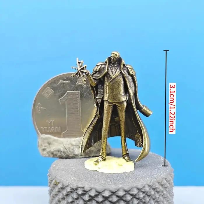 Figurine miniature de commandant naval en laiton vintage, manteau long, statue de diorama militaire,