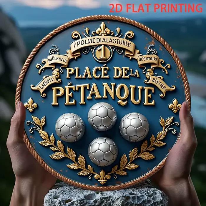 Décor de jeu de boules françaises Vintage 2D plat