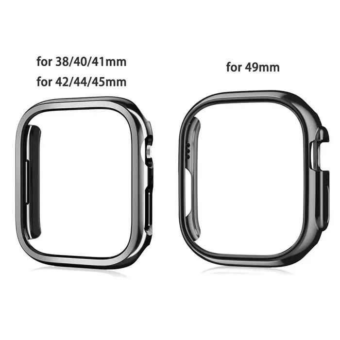 Cadre squelette Apple Watch 38-49mm plaqué avec coque PC dur - Protection avant arrière pour iWatch SE Ultra