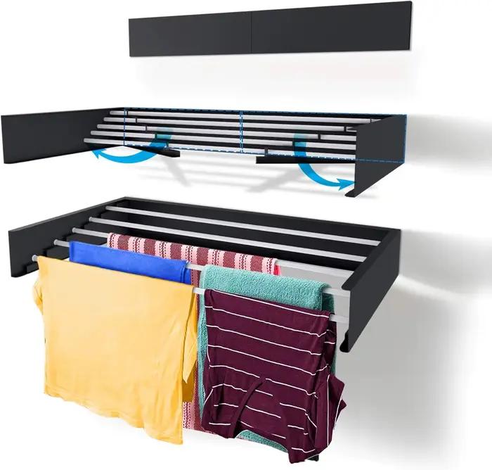 Vaccage mural en acier inoxydable avec 5 tiges pour serviettes et chaussures pour la salle de bains et la cuisine occasions spéciales