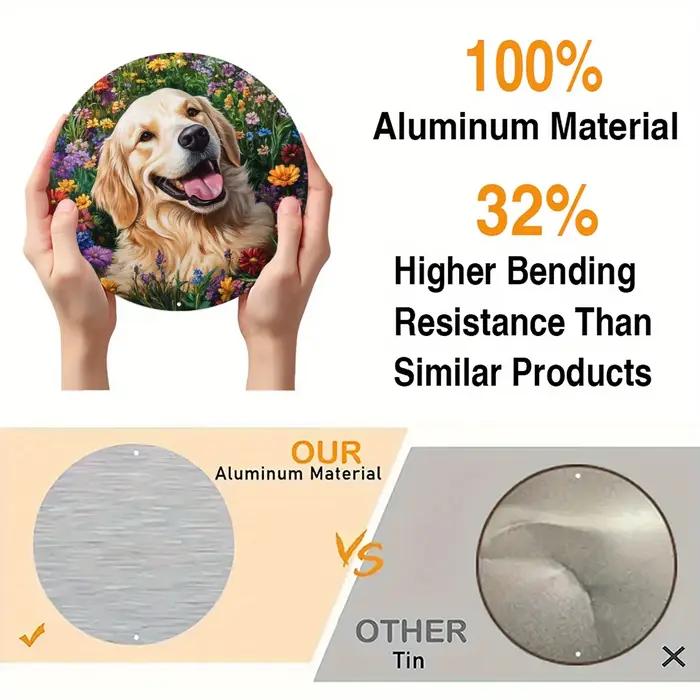 Panneau rond en bois de couleur plate 2D pour chien