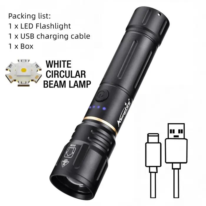 Lampe torche rechargeable Alonefire Zoom haute puissance, lumière rouge, bleue, verte et blanche, po