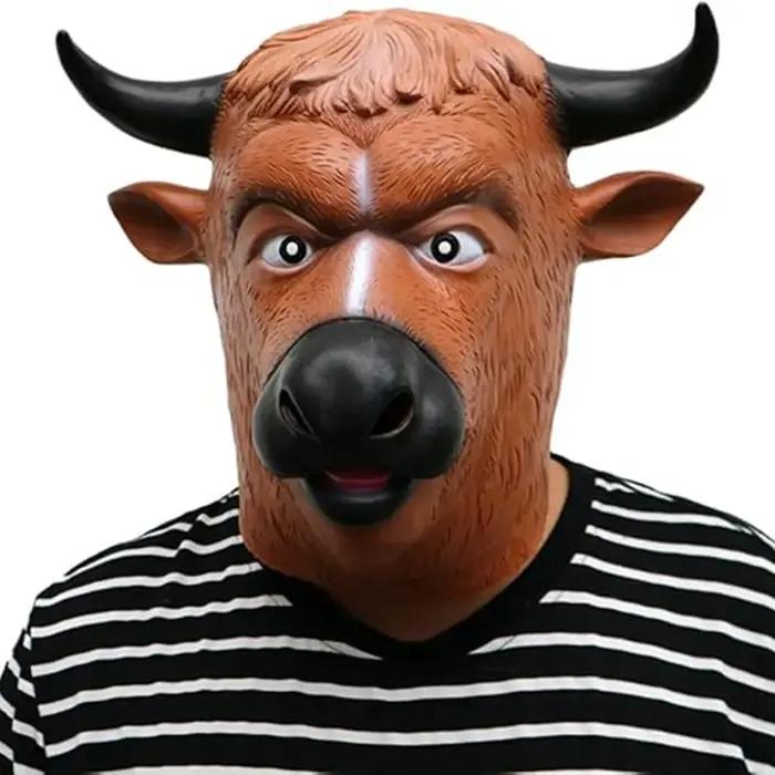 Masque de taureau en latex, masque intégral de taureau, masque d'Halloween