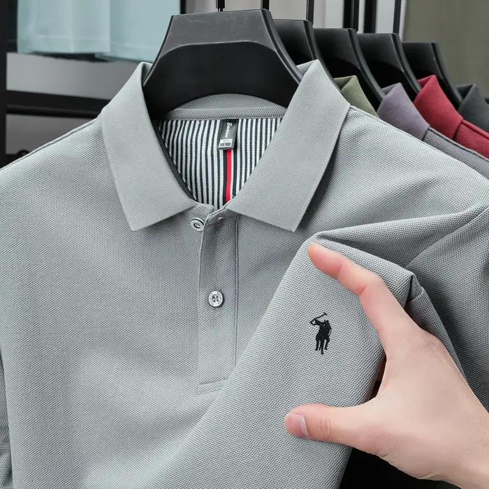 Nouveau Polo d'été en Coton Brodé Paul Pony, Texture Luxe Léger, Confortable, Respirant, Manches Cou