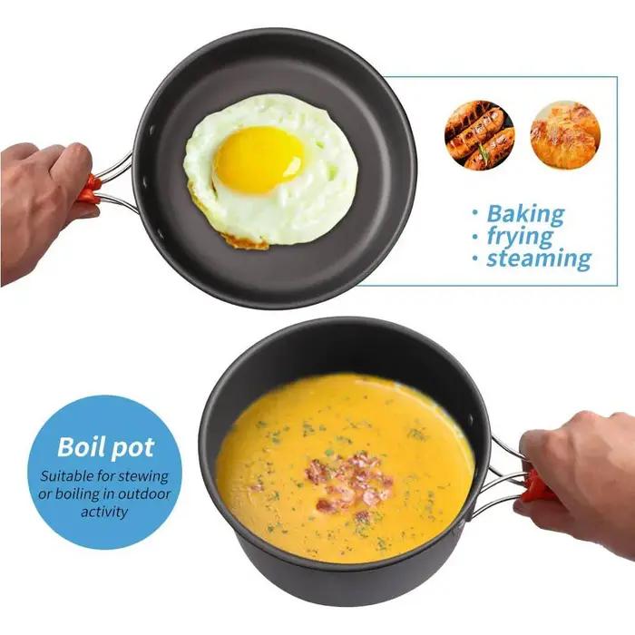 Kit d'ustensiles de cuisine de Camping, ensemble de cuisine en plein air, équipement en aluminium, P