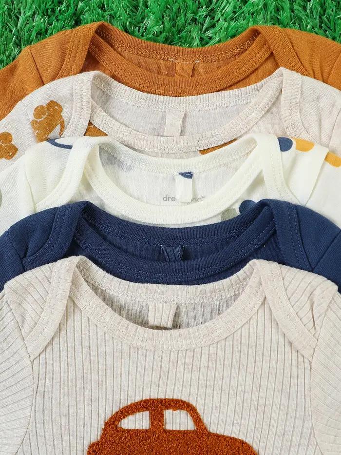 Vêtements pour bébé garçon, 5 pièces, combinaisons pour bébé garçon, printemps et automne, combinaison à manches longues, vêtements pour nouveau-né, tissu en coton, 0-9 mois