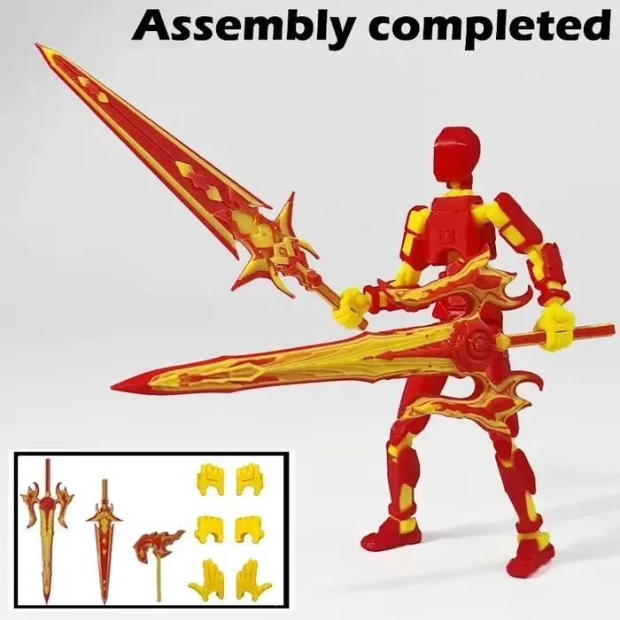 Figurine articulée Dummy 13 avec 3 épées de feu et mains interchangeables, à assembler soi-même, accessoire pour stop-motion, jouet anti-stress, cadeau
