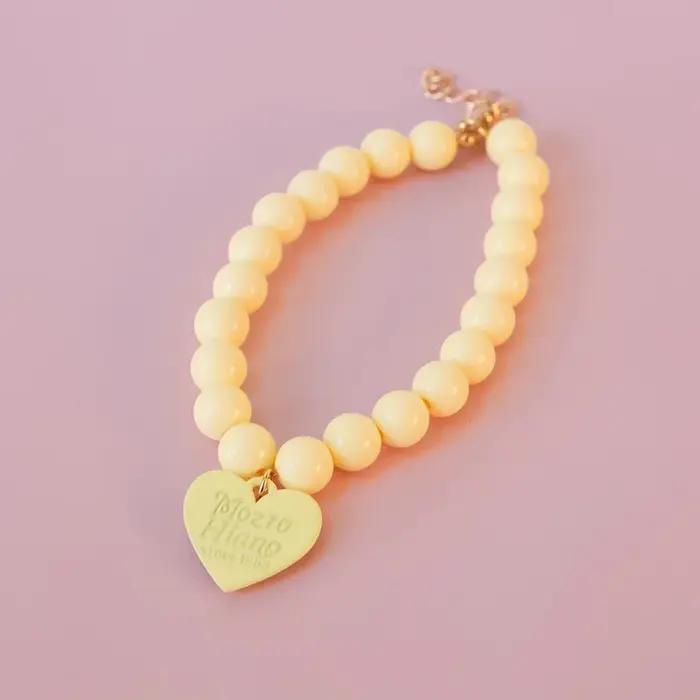 Collier d'amour coloré pour animaux de compagnie, collier de perles pour chien, arc-en-ciel multicol