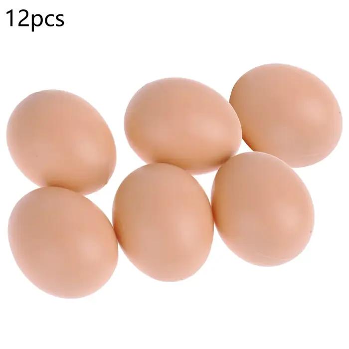 6/12 PIÈCES Œufs d'incubation de poule de Pâques, fausse reproduction de volailles, œufs artificiels en plastique, œufs à peindre soi-même, jouets éducatifs
