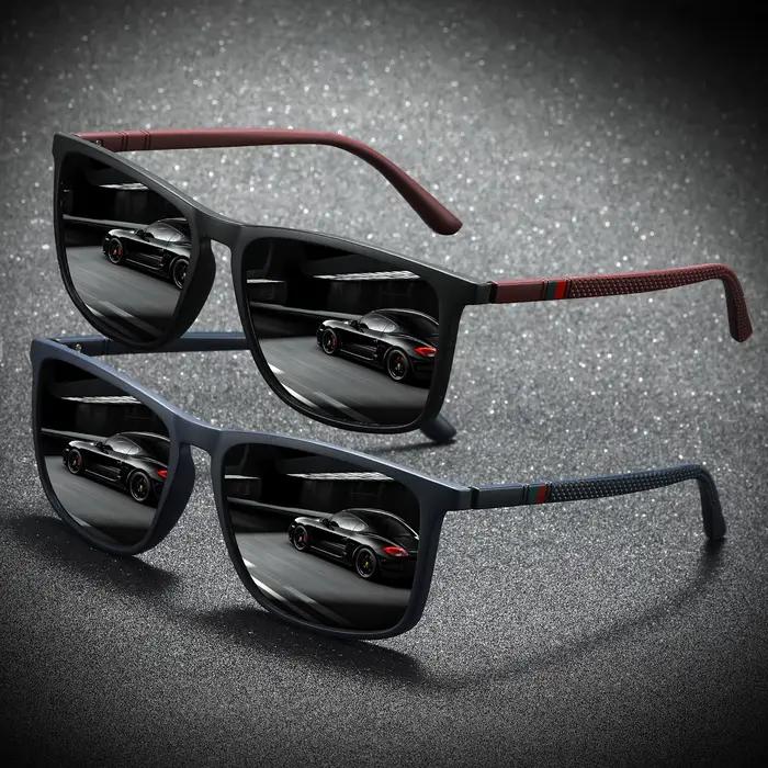 Lunettes de soleil polarisées carrées anti-éblouissement pour vacances été soirées voyage conduite pêche UV400