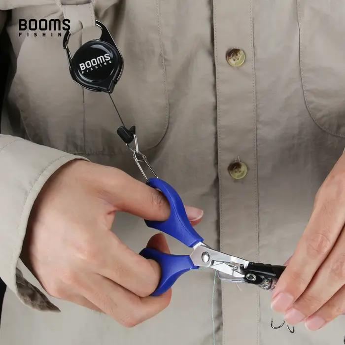 Booms Fishing – ciseaux de ligne tressée S01, avec porte-Badge rétractable, mousqueton, boîtes de ma