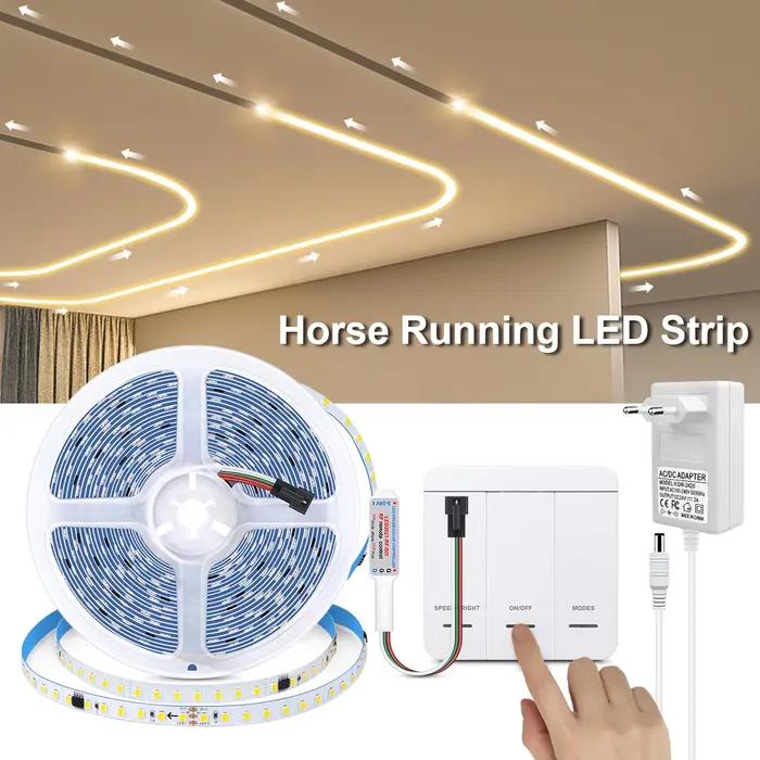Bande lumineuse LED pour course de chevaux, 10 m/rouleau, 24V, 120 diodes/M, lumières coulissantes d