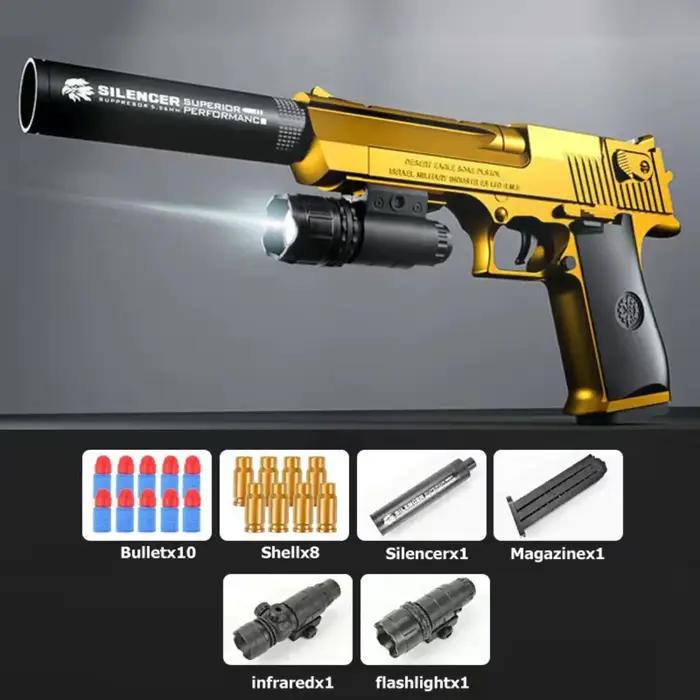 Pistolet jouet Desert Eagle à éjection de douilles, pistolet airsoft à balles en mousse souple, arme de CS pour jeu de tir en extérieur, cadeau d'Halloween ou d'anniversaire