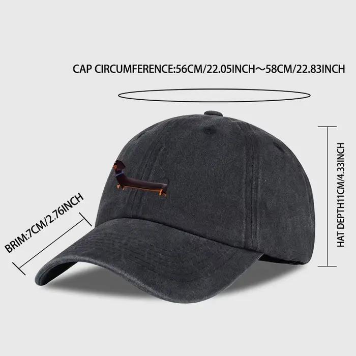 Casquette de baseball lavée à imprimé teckel style rétro adorable sur le thème des chiens idéale pour les promenades en plein air et les rassemblements d'animaux cadeau idéal