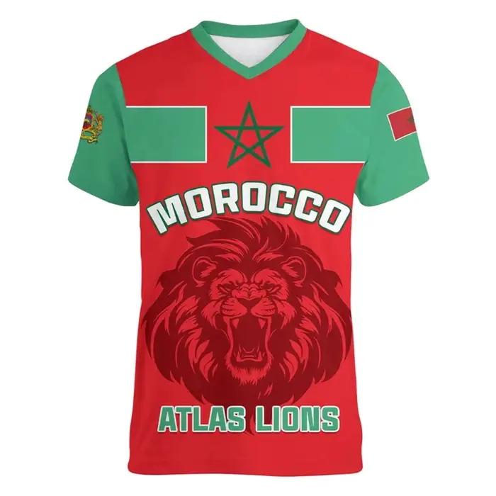 T-shirt de football marocain imprimé en 3D pour hommes