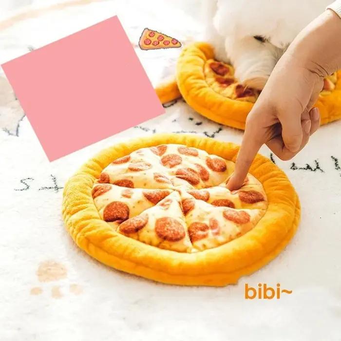 Jouet en peluche pour chien en forme de pizza ou de beignet